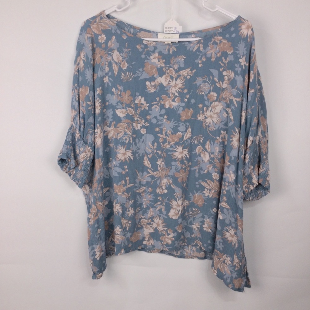 Oddy Floral Print Boatneck Blouse Women's Top‎ size M